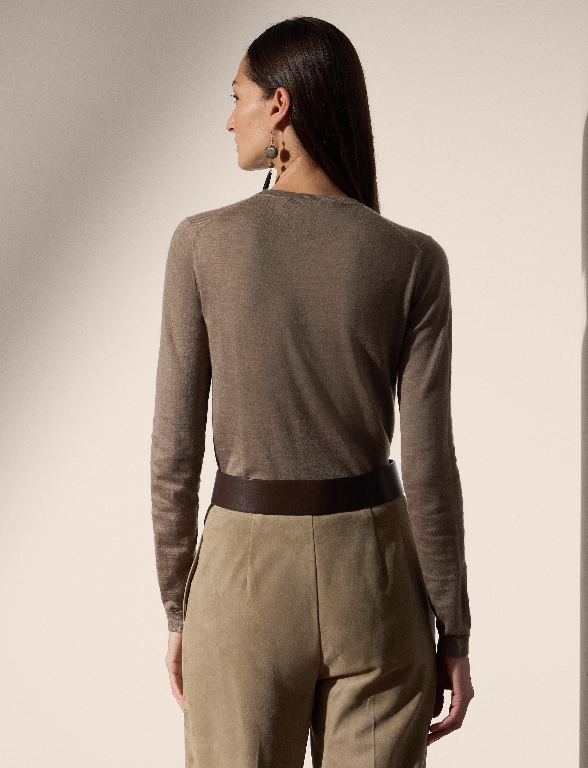 Pull col rond en cachemire - Dark Truffle Melange