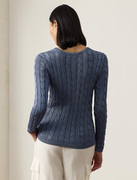 Pull col en V torsadé en soie - Cornflower