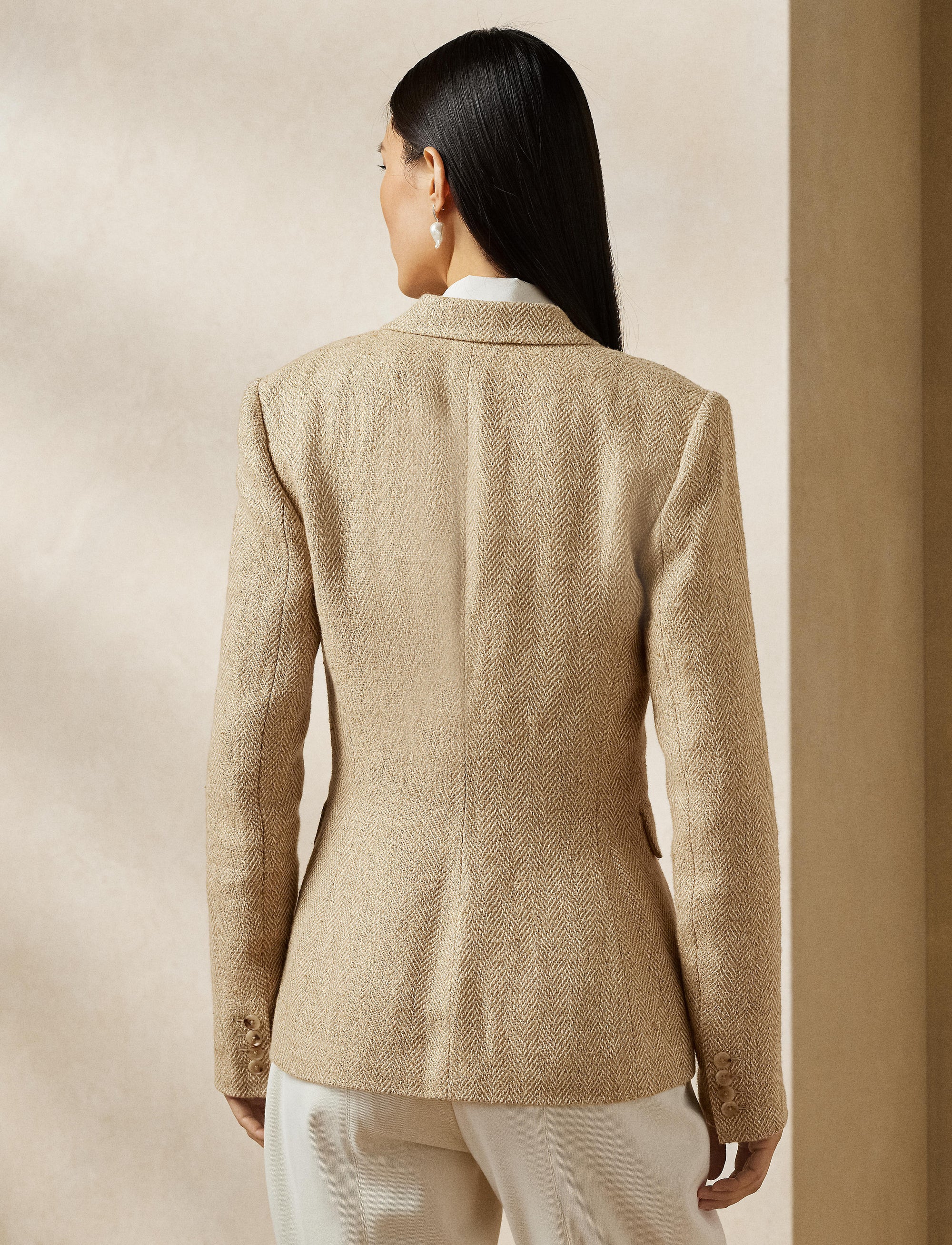 Kayli tweed herringbone jacket - Camel & Tan