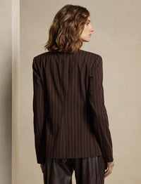Veste Safford en laine milleraies - Brown & Cream