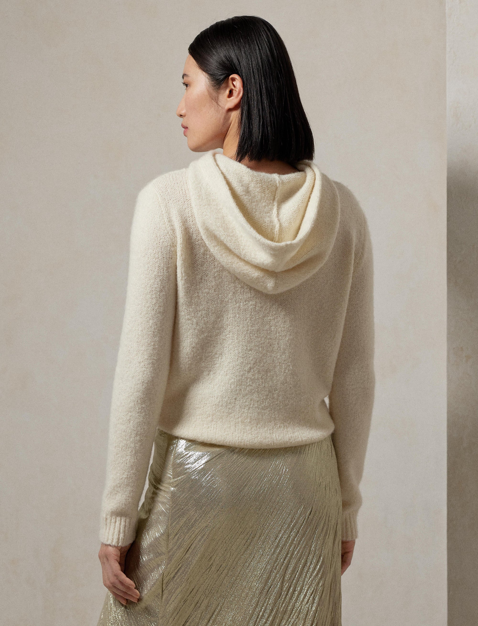 RL hooded jumper in curly cashmere - Lux Cream