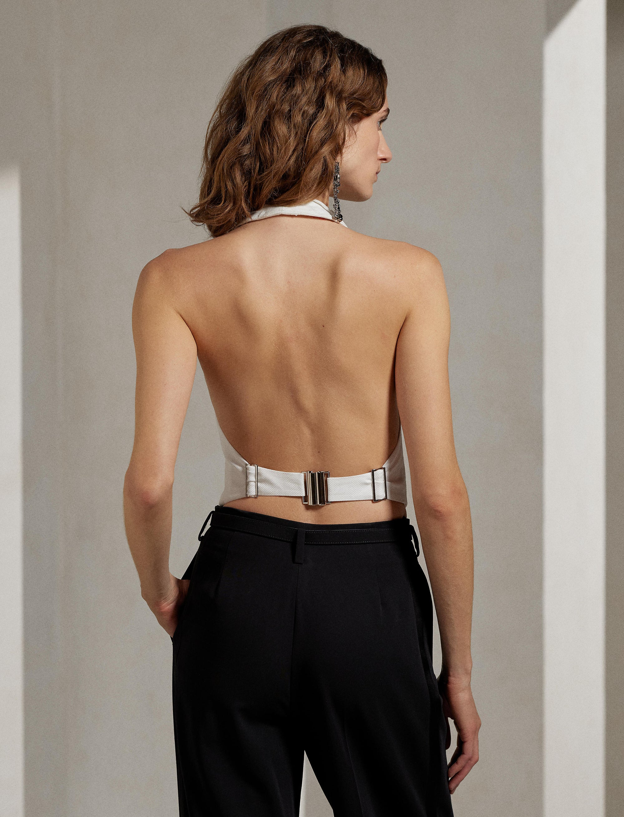 Gilet Cadie en piqué de coton - White
