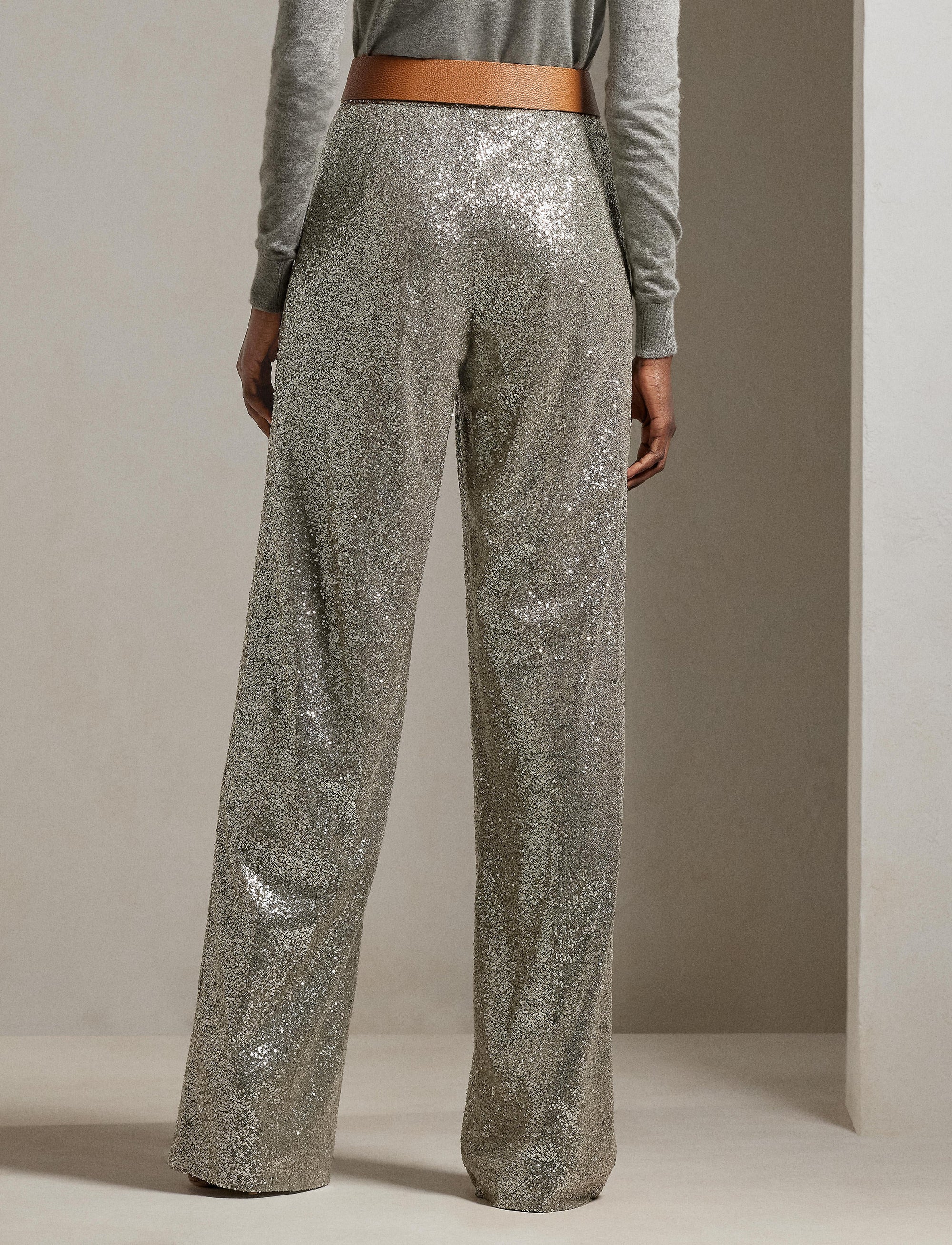 Decorated Welles wide-leg trousers - Classic Light Grey