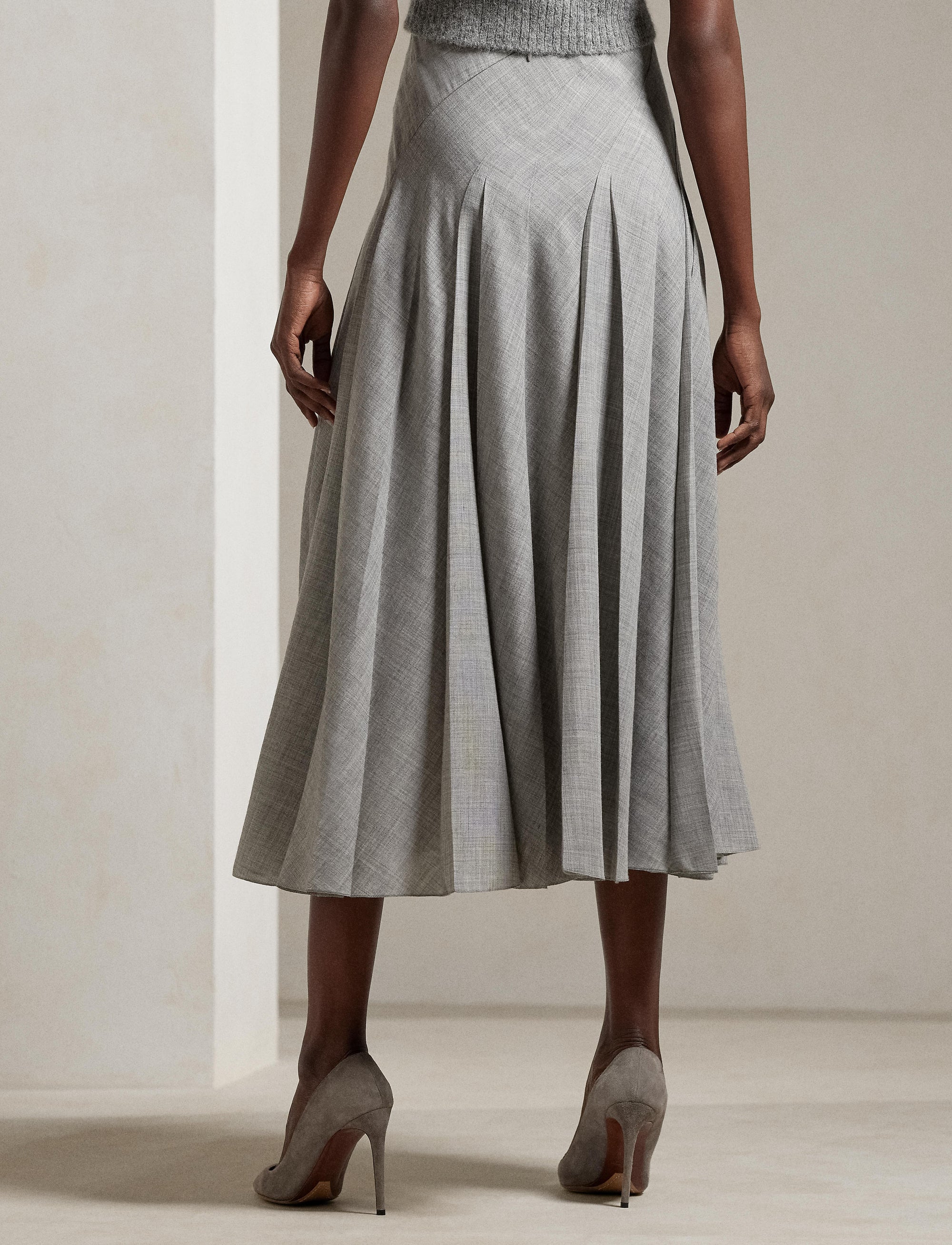 Jupe Harleigh plissée en laine - Classic Light Grey