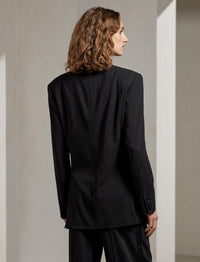Veste de smoking Shelden en crêpe de laine - Black