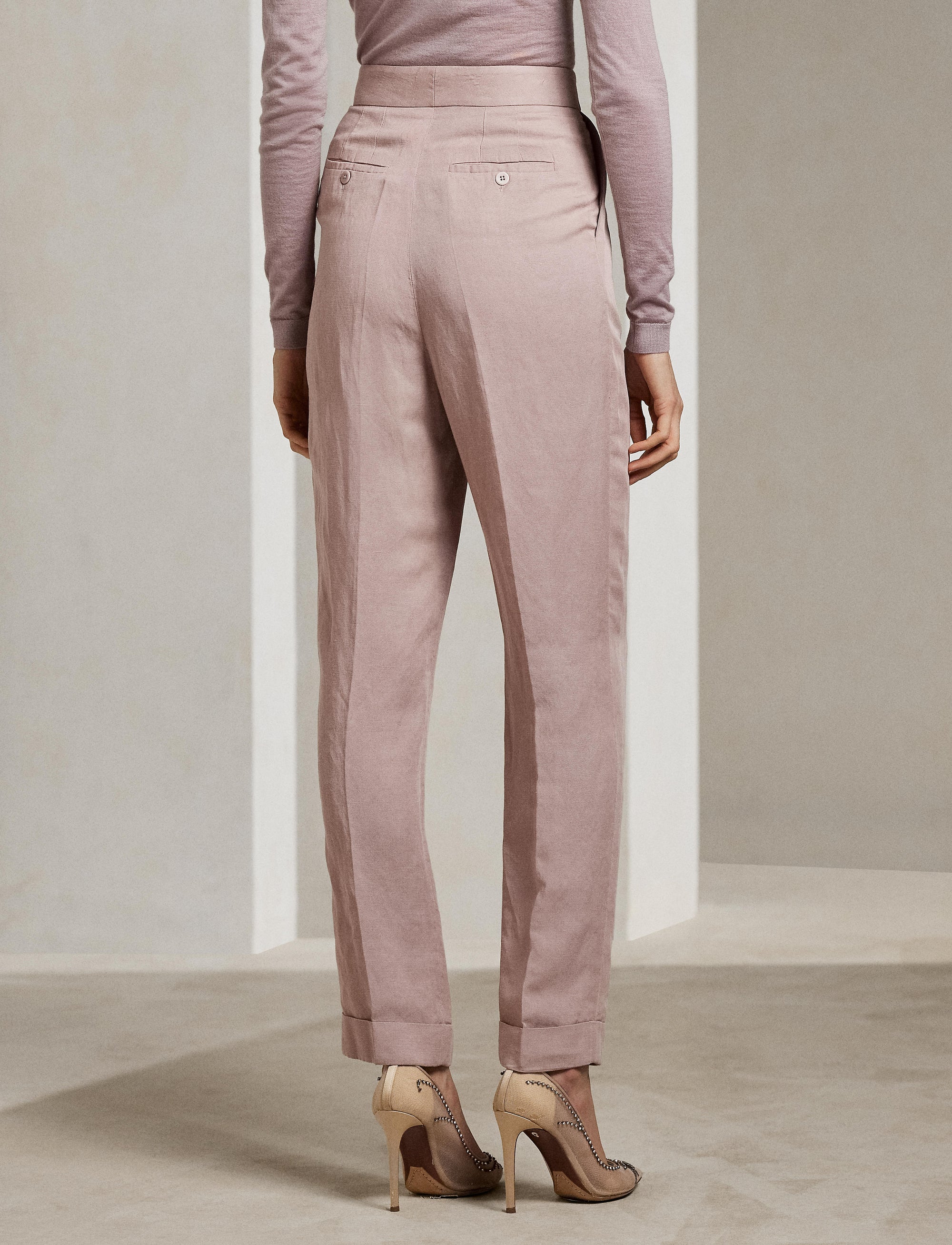 Evanne trousers in linen mix - Mauve