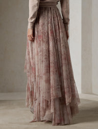 Jupe Kymberly fleurie et ornée en tulle - Light Mauve Multi