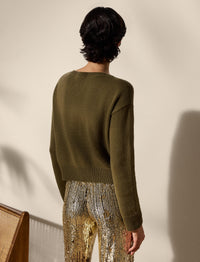 Pull surdimensionné bateau en cachemire - Moss