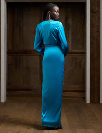 Robe du soir Saundra charmeuse stretch - Deep Topaz