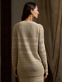Textured sequin cardigan - Tan & Multicolour