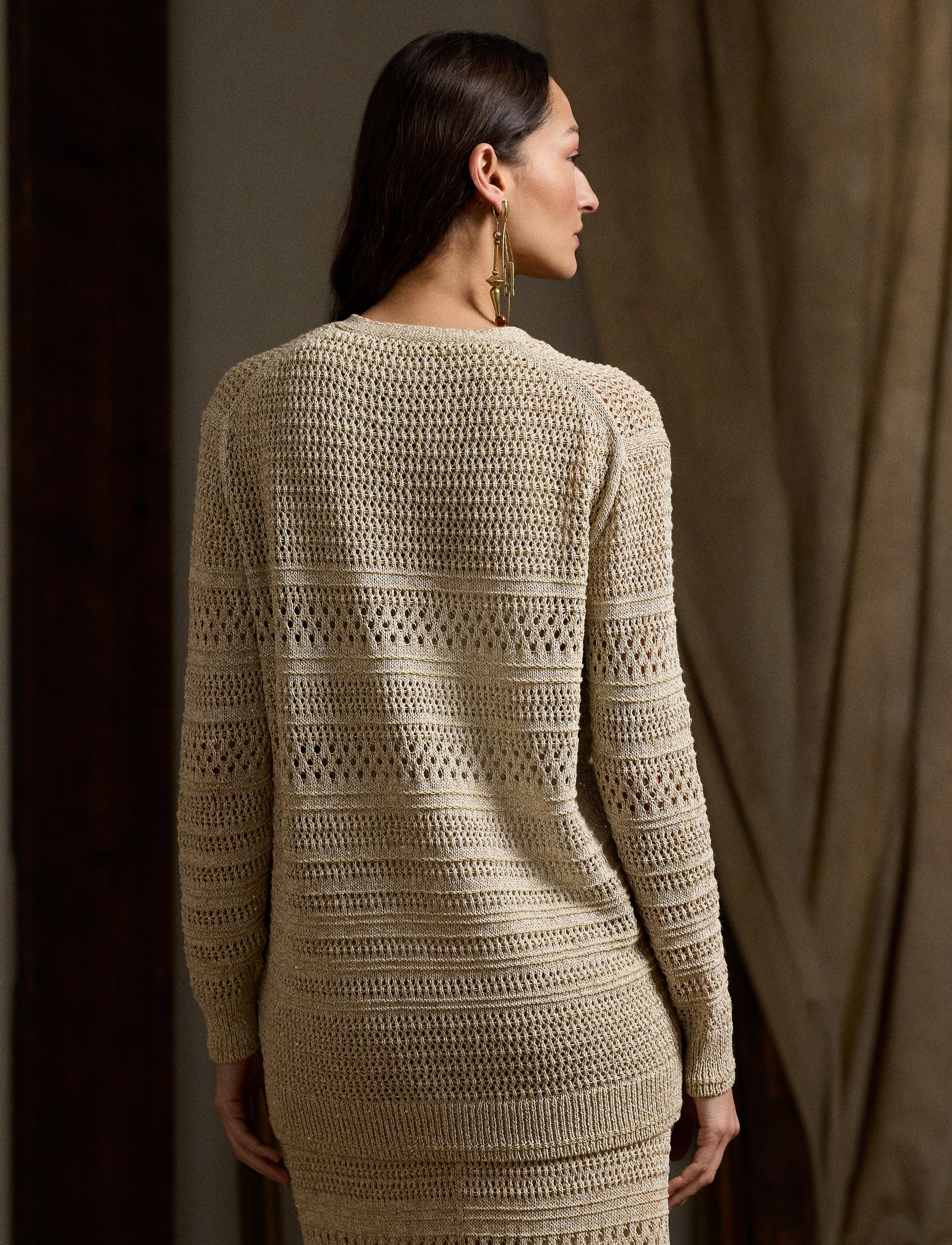 Textured sequin cardigan - Tan & Multicolour