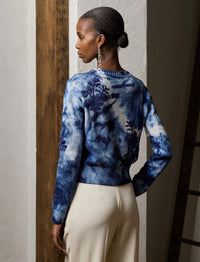 Pull à col rond décoré à motif tie-dye - Navy Multi