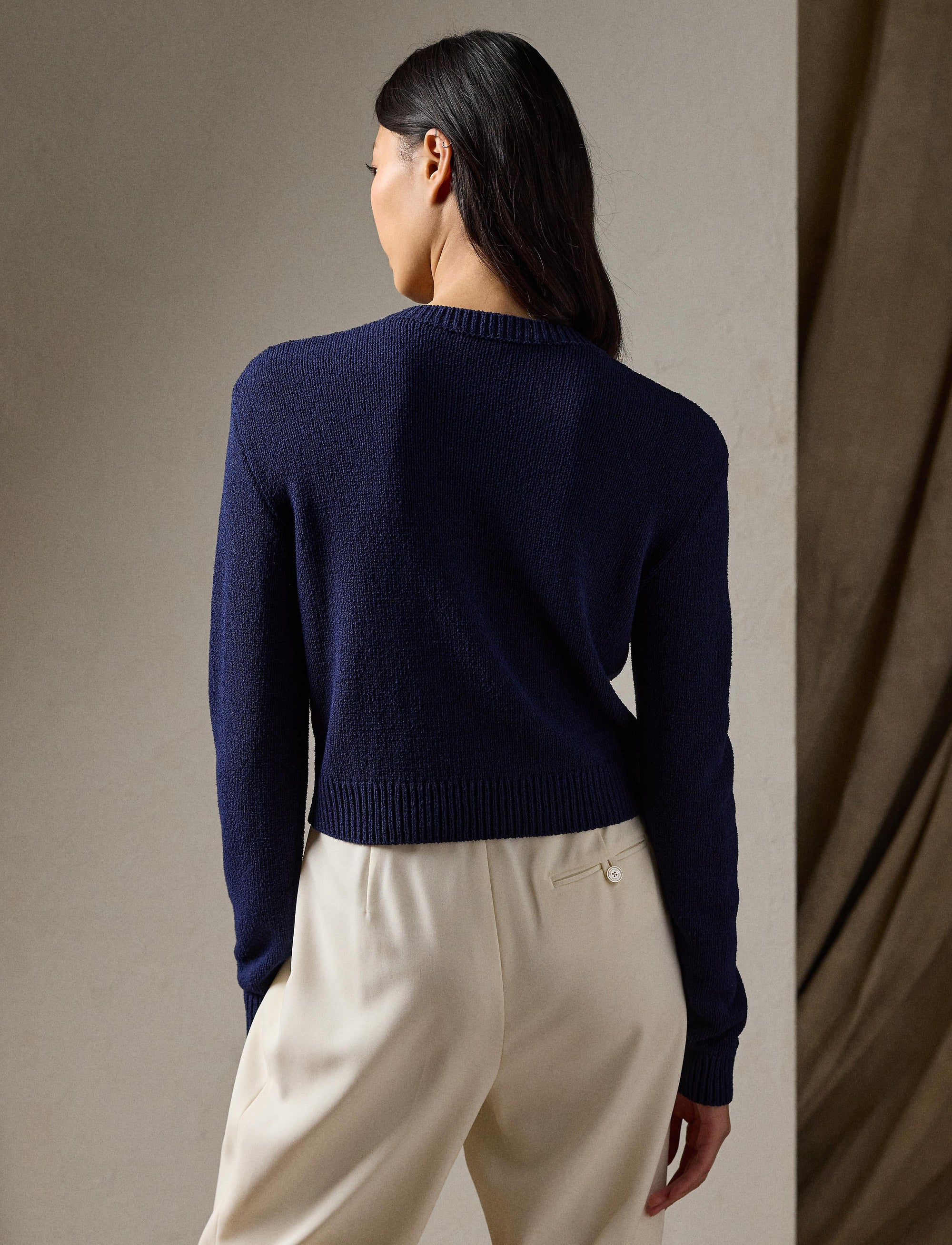 Pull RL en soie bouclée - Lux Navy