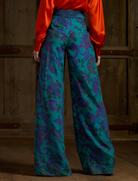 Pantalon Schmitt en soie habotai à motif - Blue Multi
