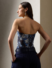 Haut bustier June fleuri en dentelle - Lux Navy & Cream Multi