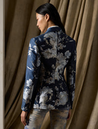 Veste Parker jacquard fleuri en lin - Blue Multi