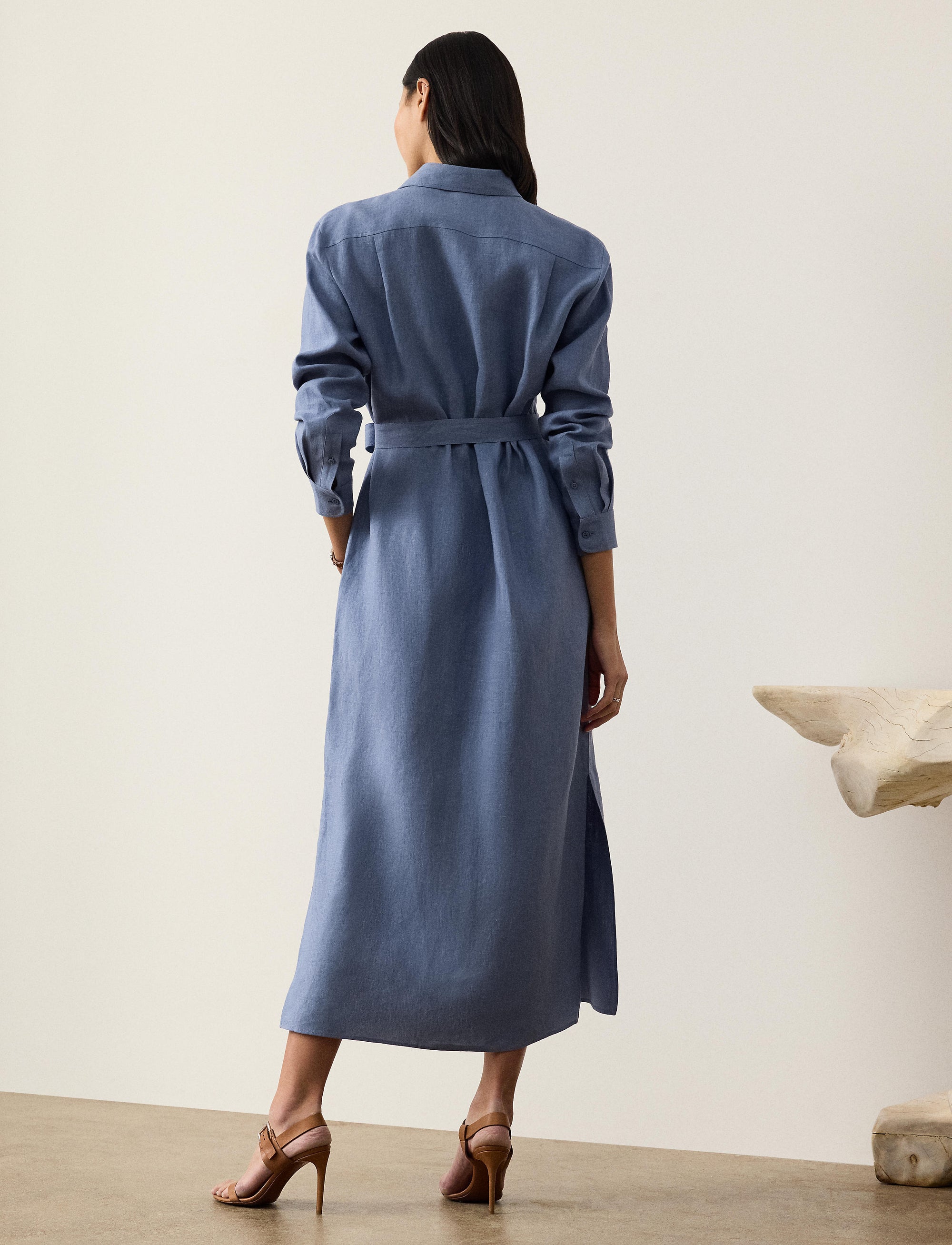 Robe Vicki en lin - Cornflower