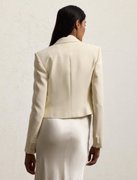 Veste de smoking Spencer en crêpe de laine - Lux Cream