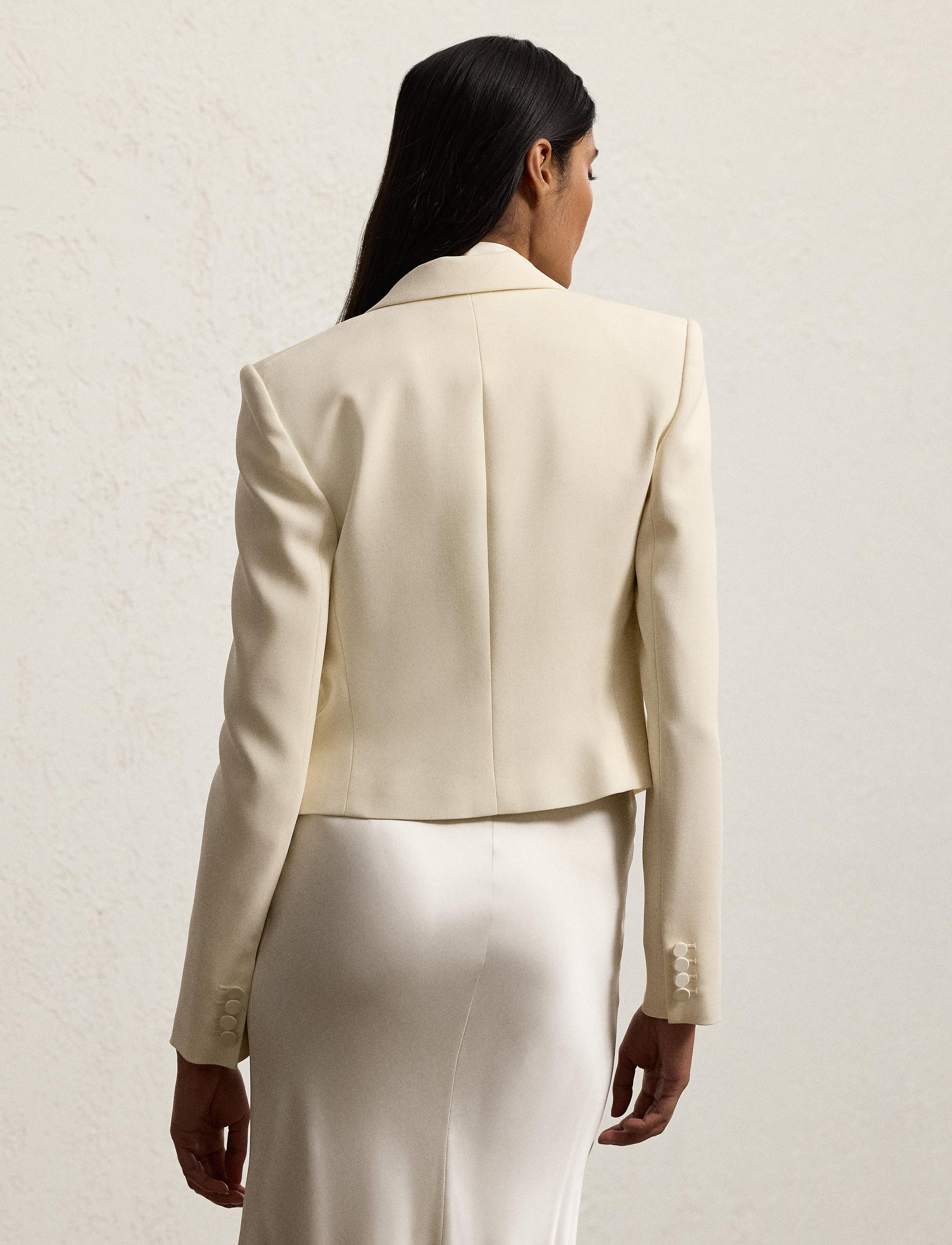 Veste de smoking Spencer en crêpe de laine - Lux Cream