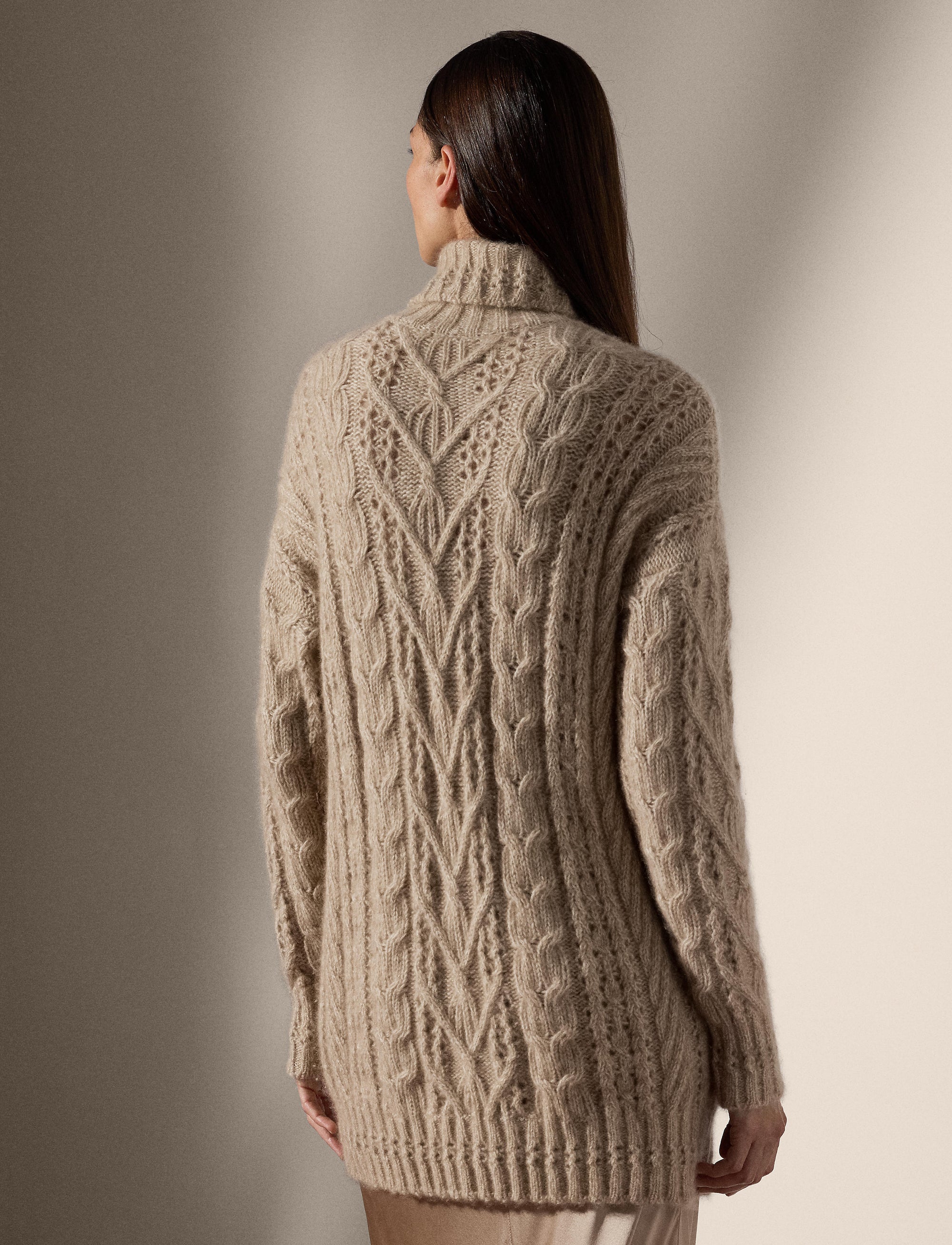 Twisted cashmere turtleneck jumper - Mineral Mouline