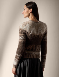 Pull jacquard en cachemire mélangé - Taupe & Multicolore