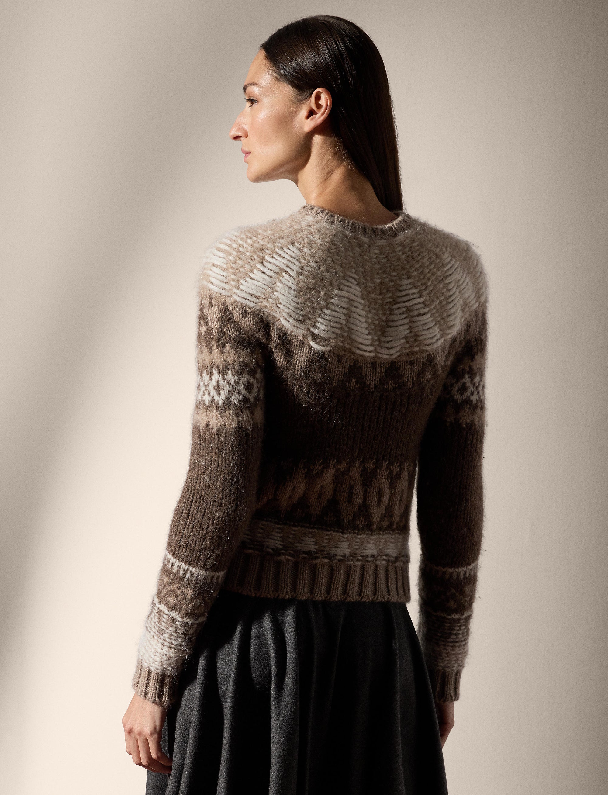 Pull jacquard en cachemire mélangé - Taupe & Multicolore
