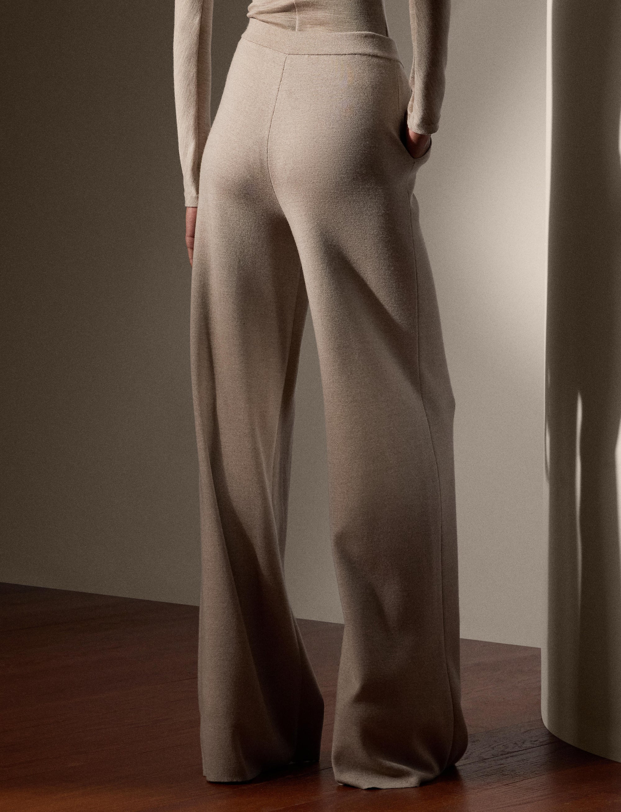 Wide-leg wool trousers - Mineral Melange