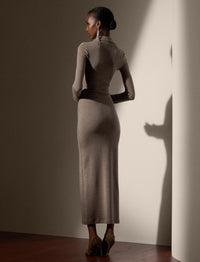 Wool polo dress - Truffle