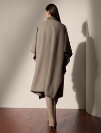 Hallie fringed wool poncho - Truffle