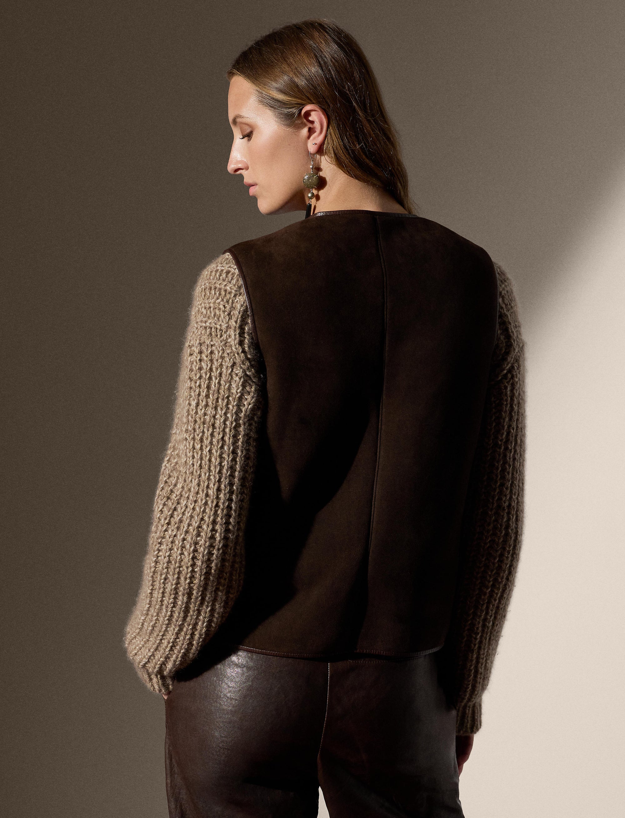 Brittani reversible wool waistcoat - Luggage Brown