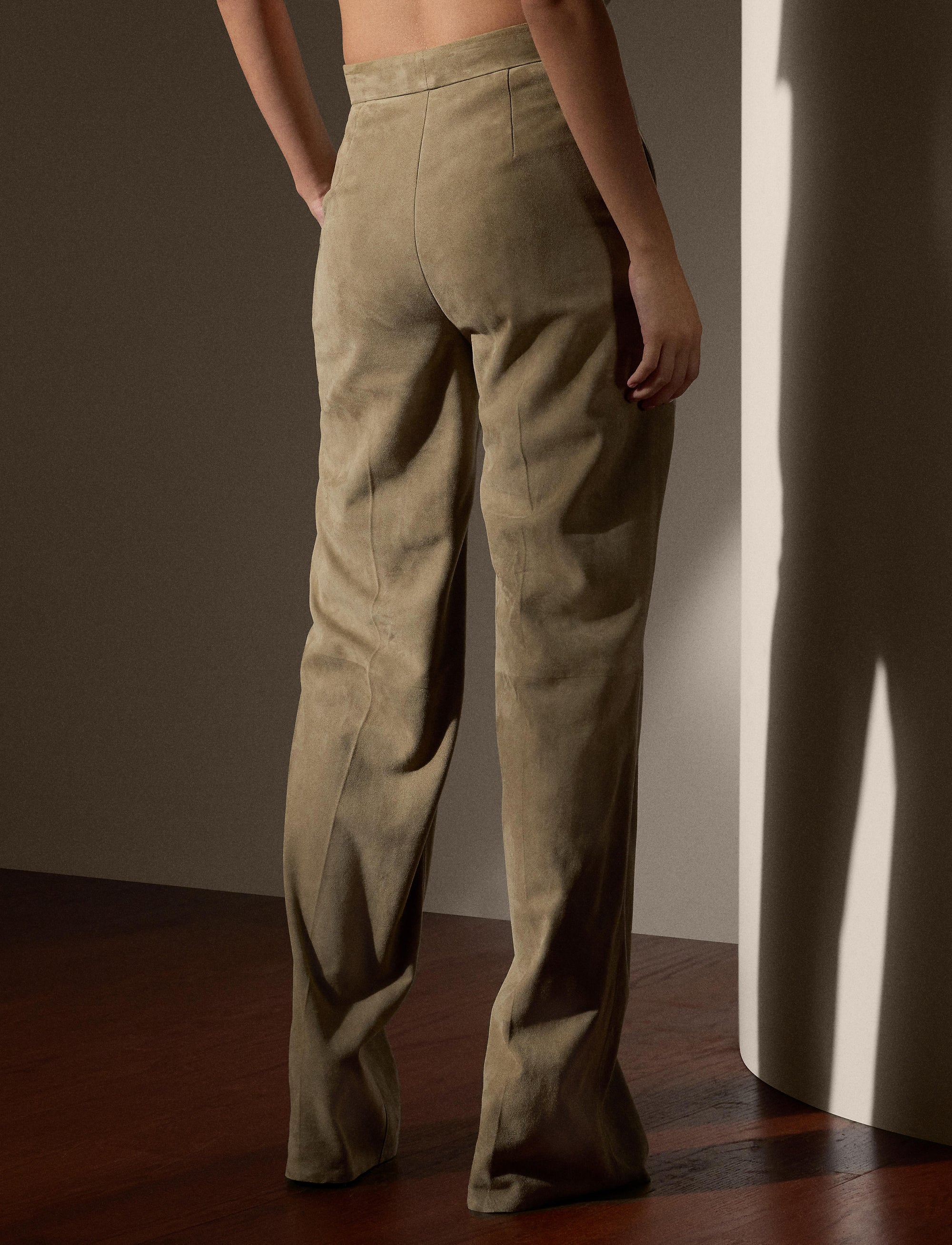 Pantalon Dean en cuir - Taupe Grey