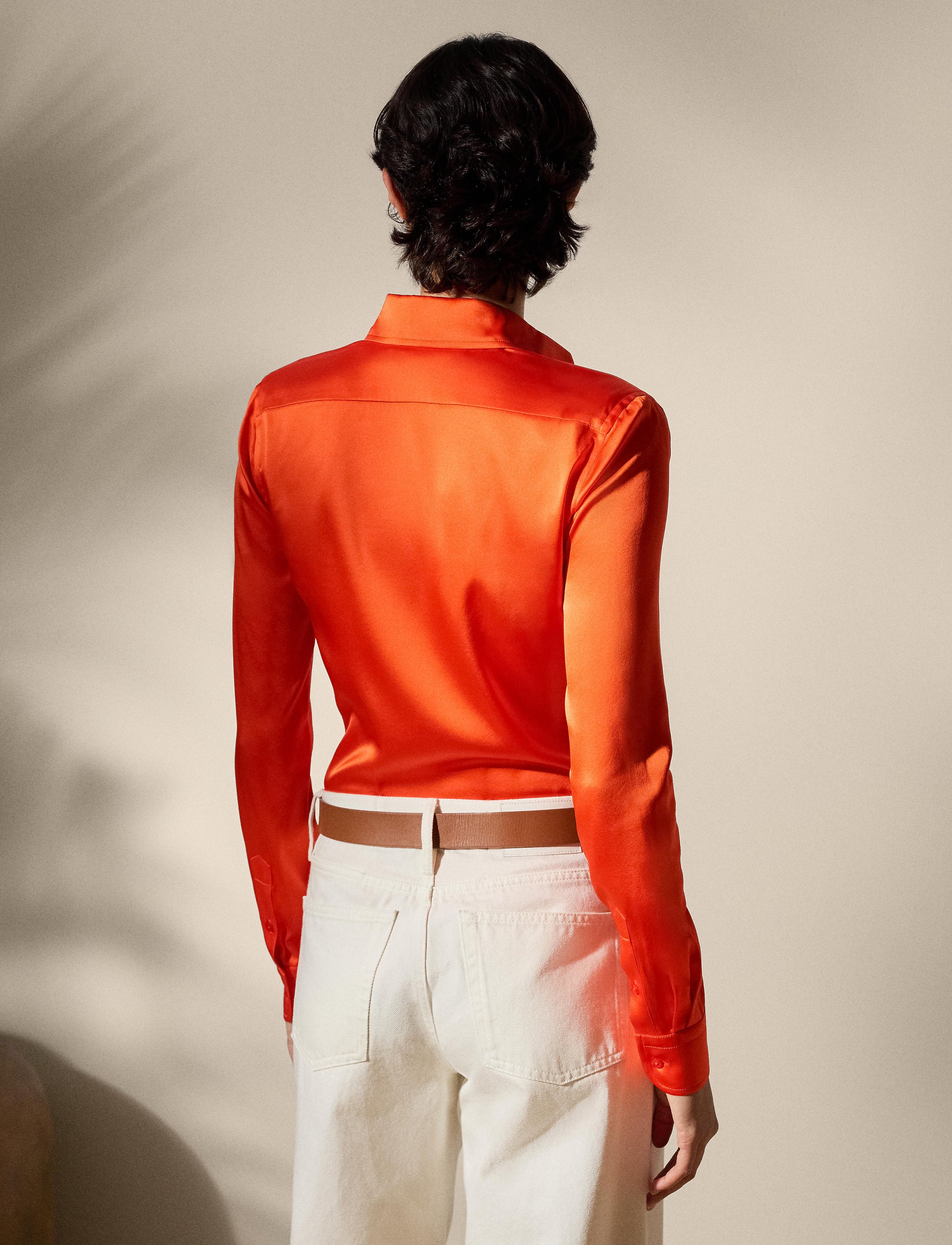 Chemise Cameron Straight Fit en soie - Bright Orange
