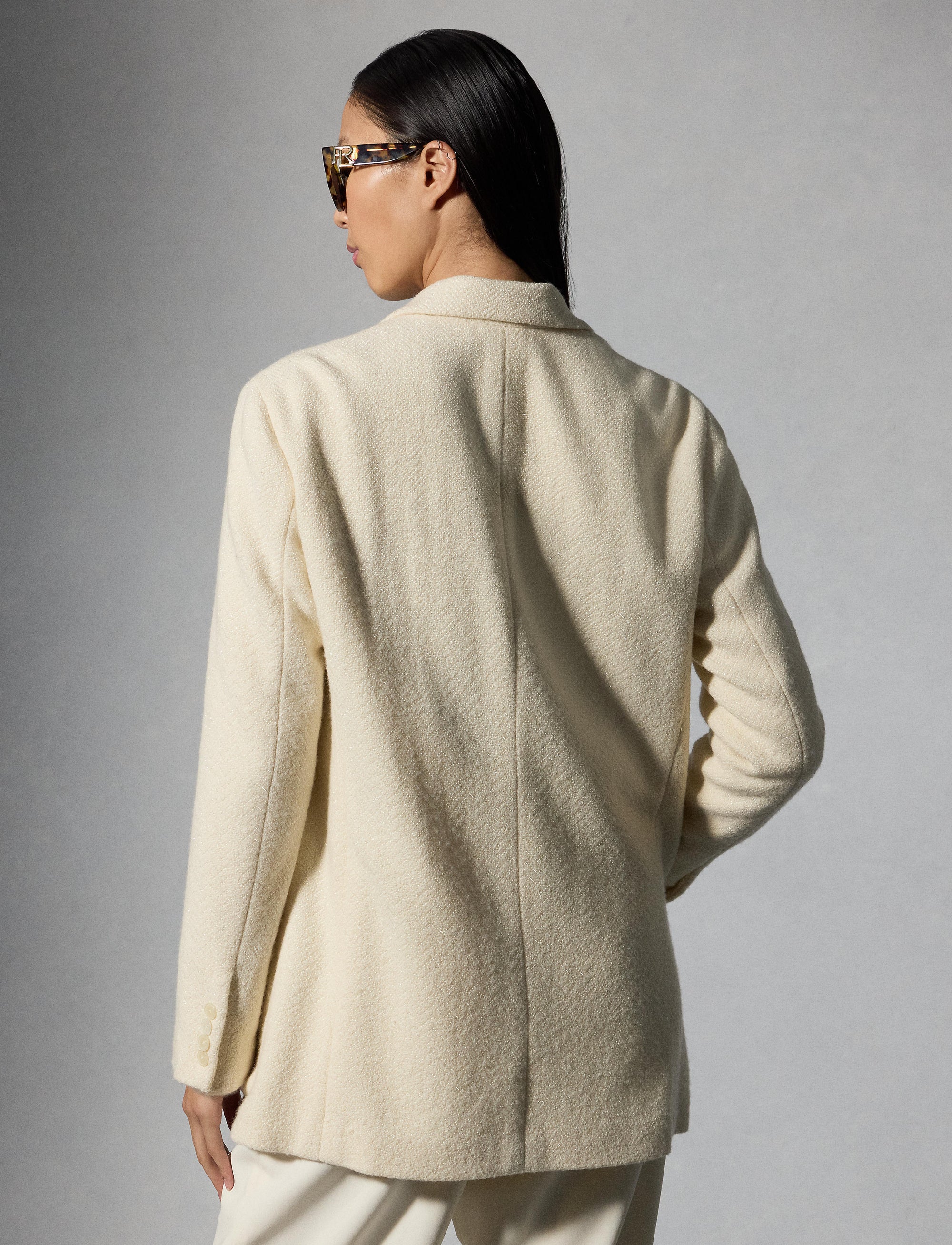 Veste Shirlee décorée à chevrons en laine - Lux Cream