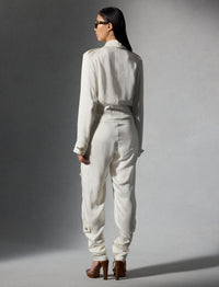 Combinaison Eve en crêpe et satin - Off White