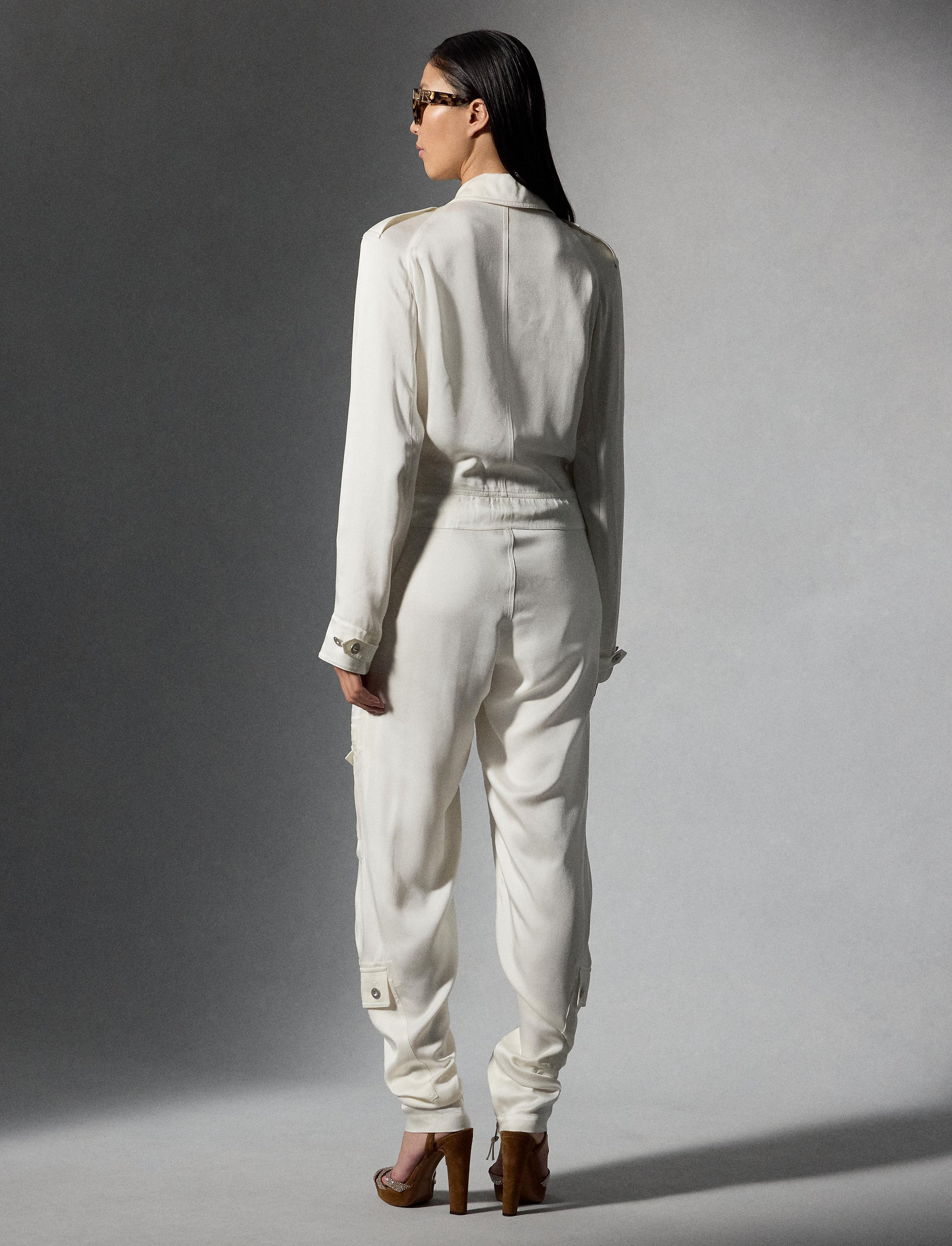 Combinaison Eve en crêpe et satin - Off White