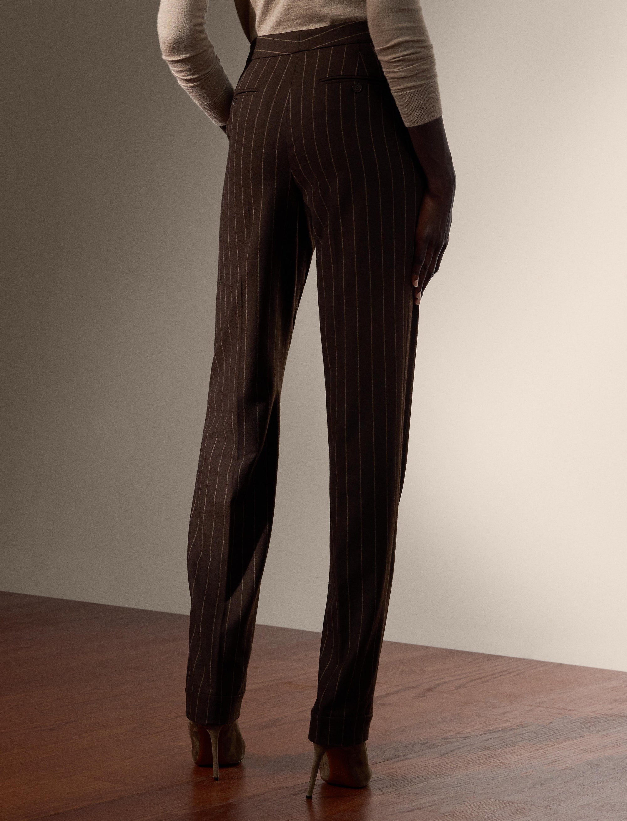 Bennet striped wool trousers - Brown & Cream