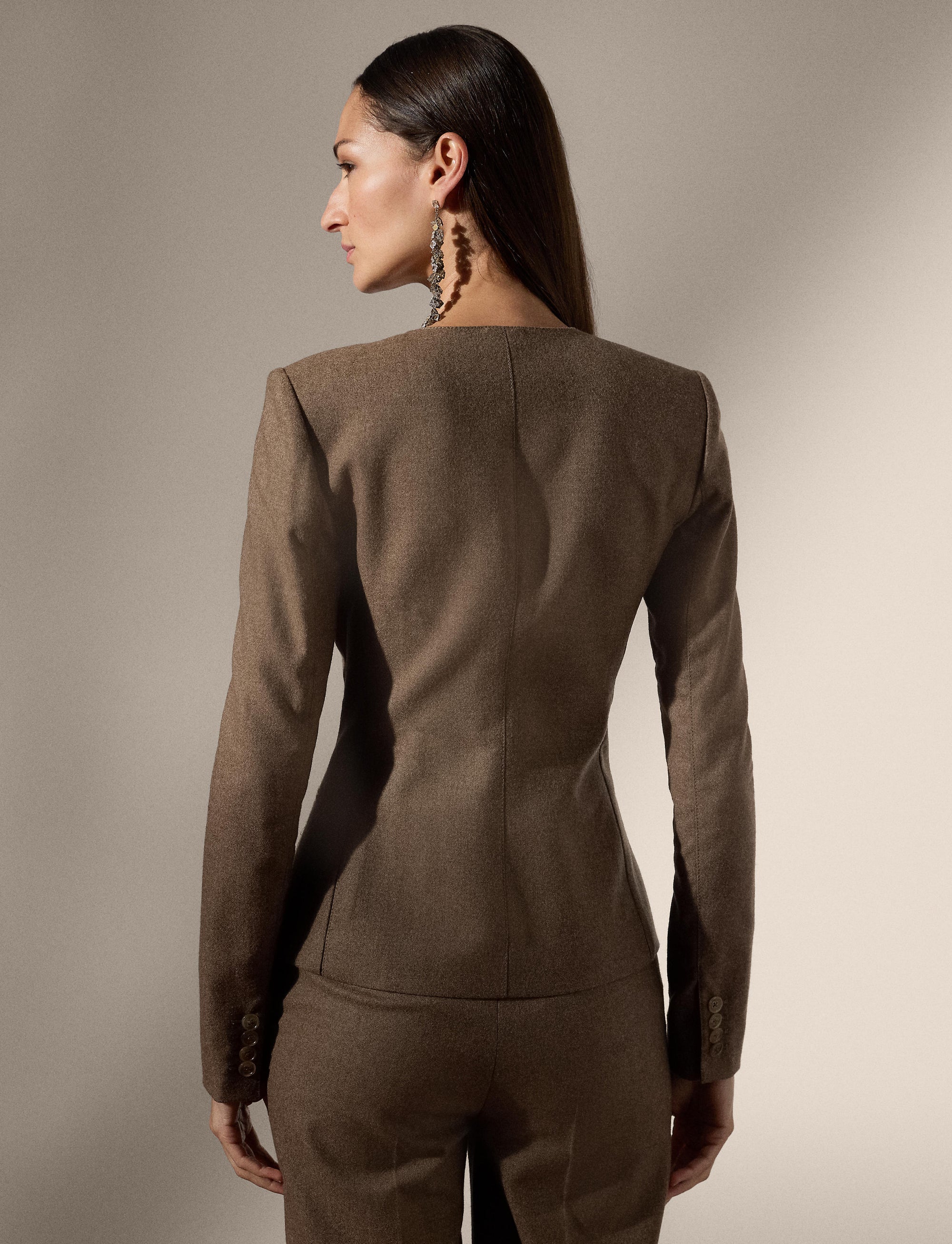 Washed flannel Jennette jacket - Taupe