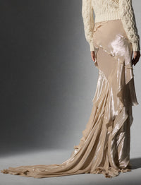 Neeva skirt in silk chiffon - Platinum