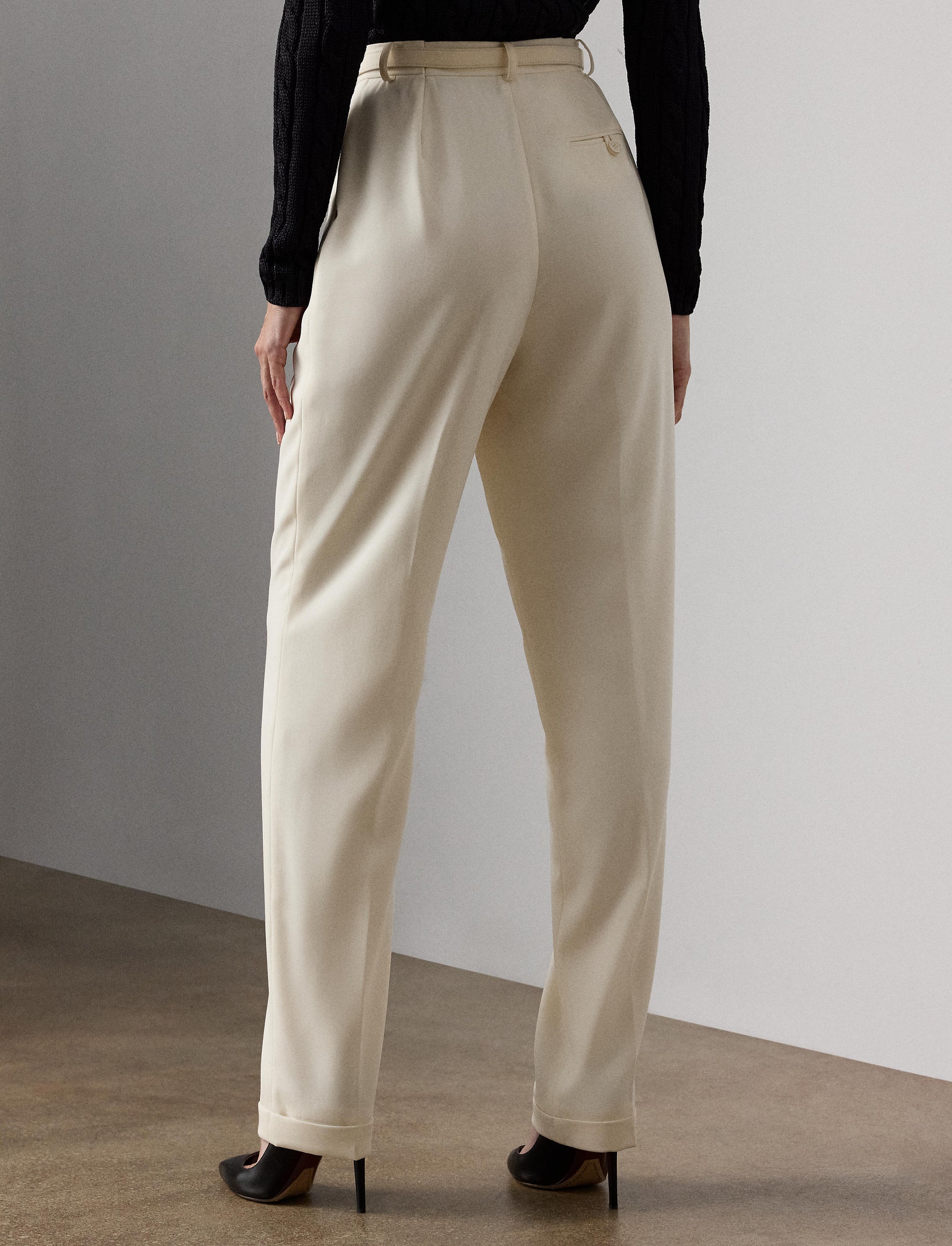 Pantalon Acklie en gabardine de laine - Lux Cream
