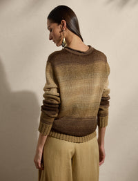 Pull col roulotté en lin mélangé ombré - Lux Tan & Multicolore