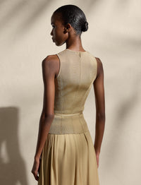 Pull ceinturé sans manches  en soie - Lux Tan