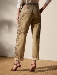 Fallon trousers decorated in cotton chino - Lux Tan