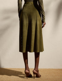 Jupe Kensley perforée en cuir - Moss