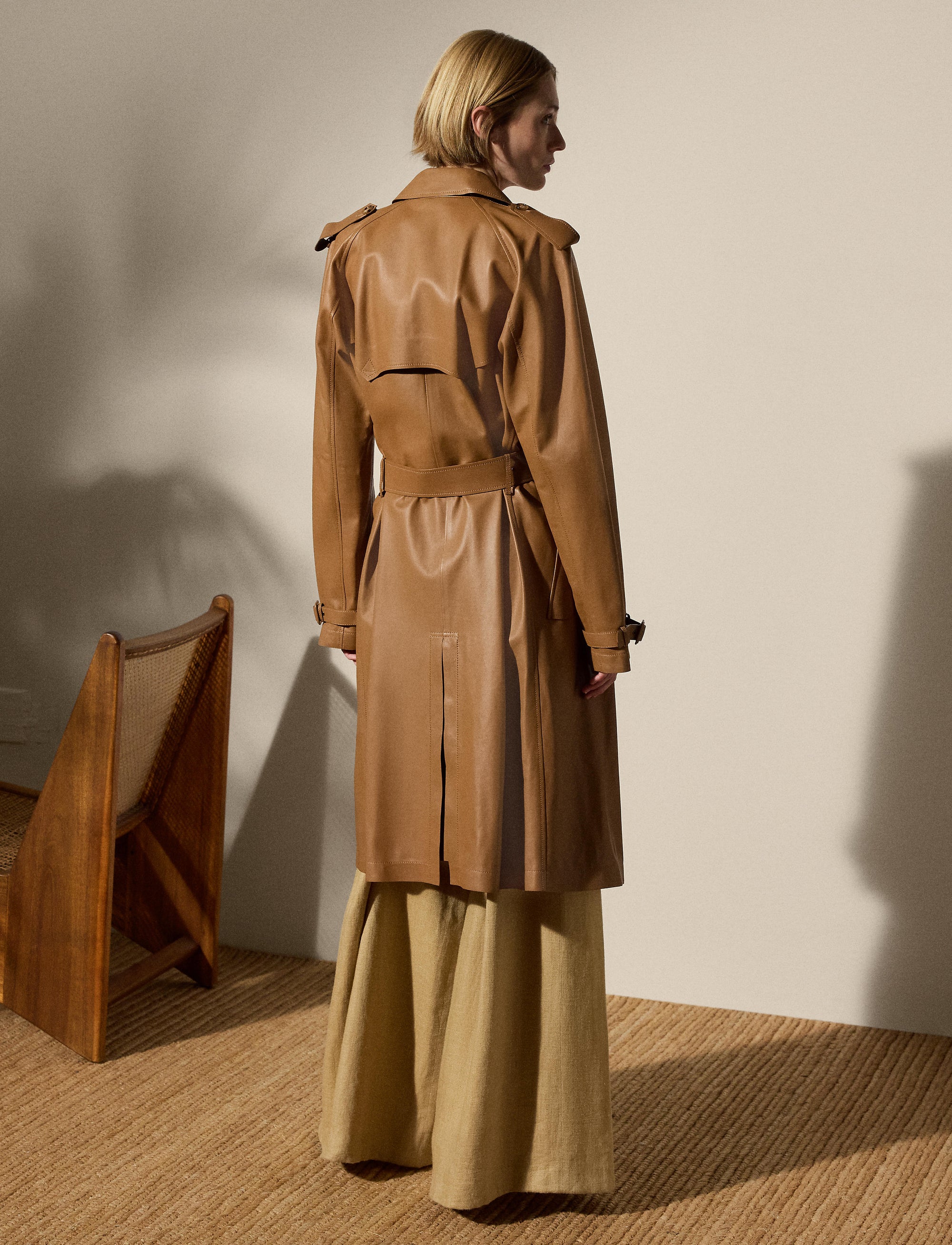 Niles leather trench coat - Caramel