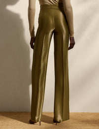 Dean trousers in metallic satin - Dusty Sage