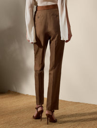 Evanne trousers in silk shantung - Cocoa