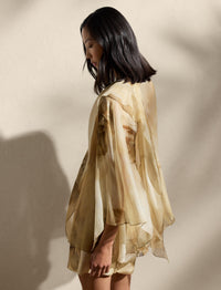 Top cache-cœur Mallorie fleuri en gaze - Tan & Multicolore
