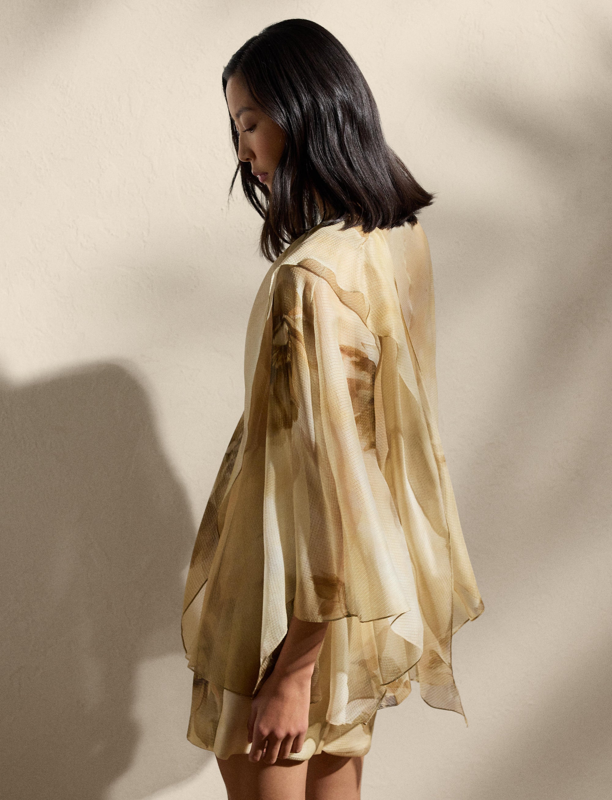 Top cache-cœur Mallorie fleuri en gaze - Tan & Multicolore