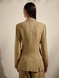 Veste Russell en sergé de soie et de lin mélangé - Lux Tan