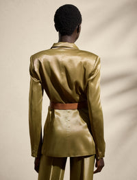 Veste Quinton ceinturée en soie - Dusty Sage
